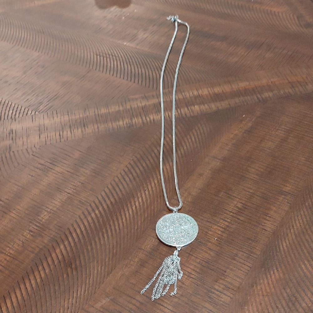 Silver Tone Pendant Tassel Necklace - Women Jewelry